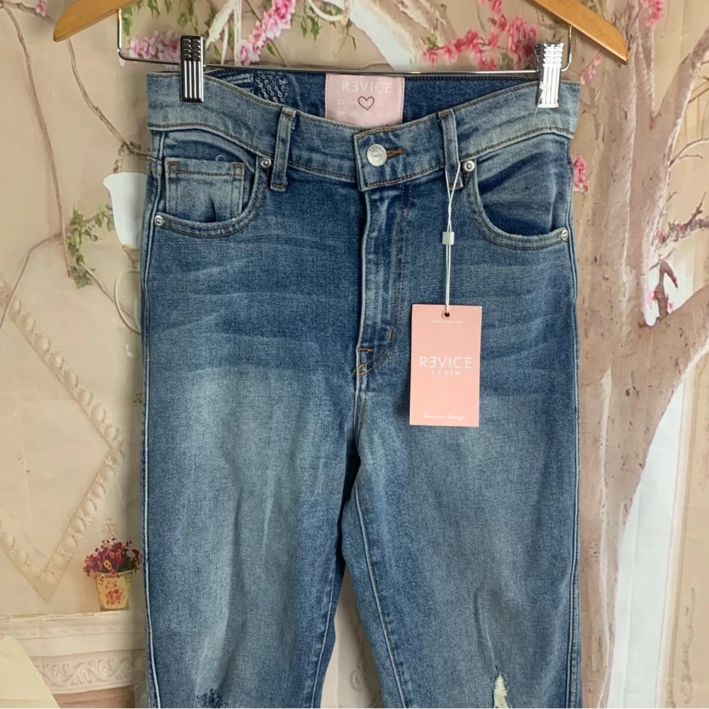 NEW REVICE Distressed Blue Jeans - Picture 2 of 9